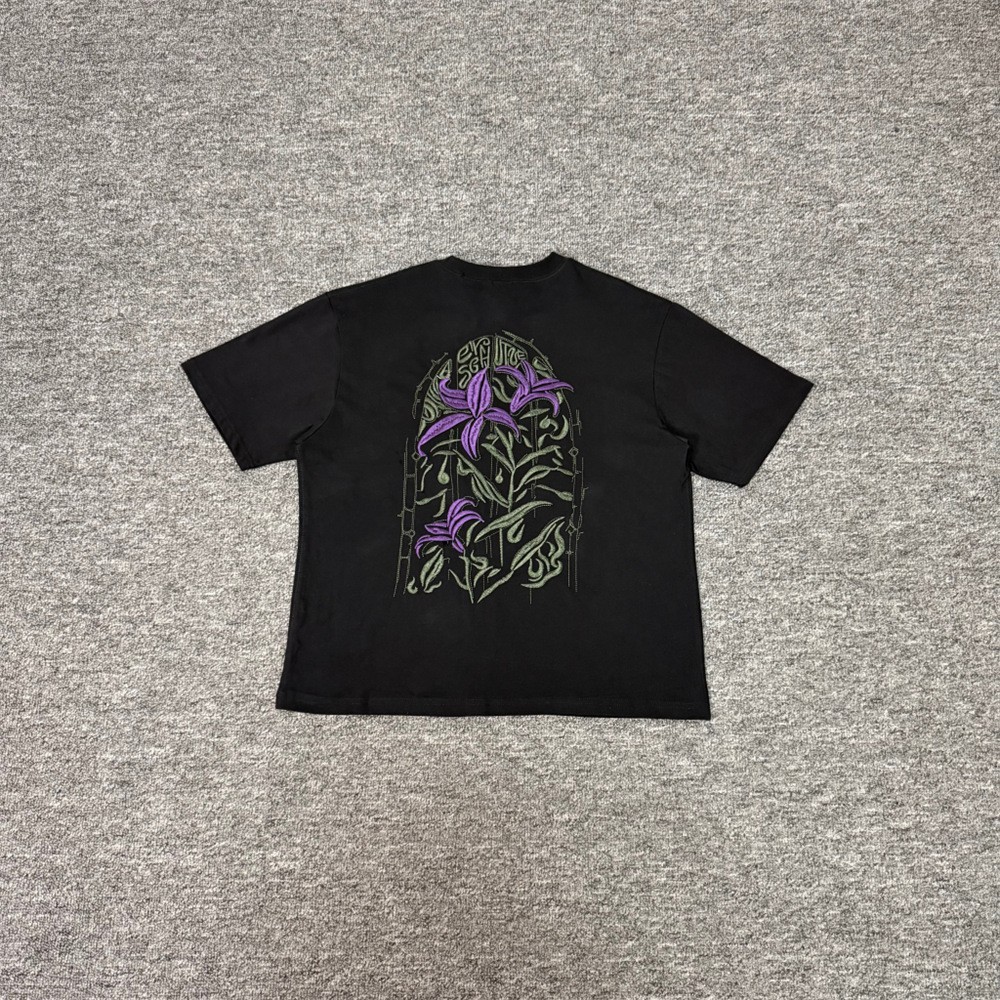 Derschutze Embroidered Logo High Street Casual Men's Loose Round-neck T-shirt gallery