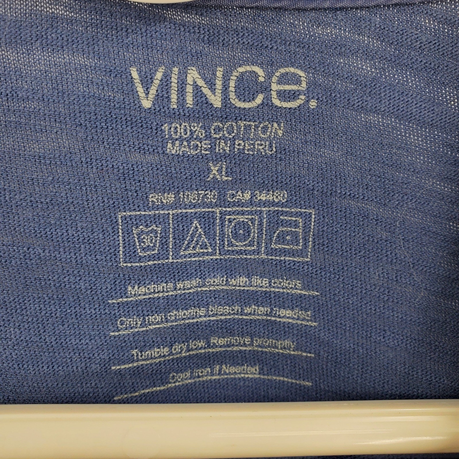 Vince Mens Blue Long Sleeve Cotton Slub Henley Shirt XL Casual Everyday gallery
