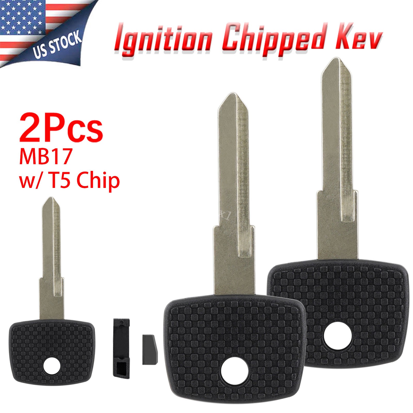 2 for 2002 2003 2004 2005 2006 Dodge Sprinter Transponder Key Blade with T5 Chip