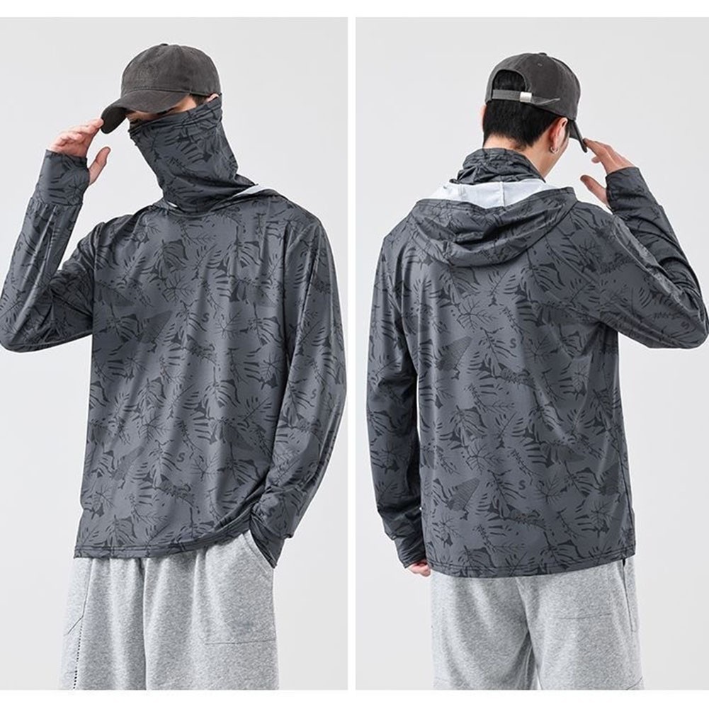Fishing T-Shirt for Men UV Protective Hooded Top with High Neck Design gallery