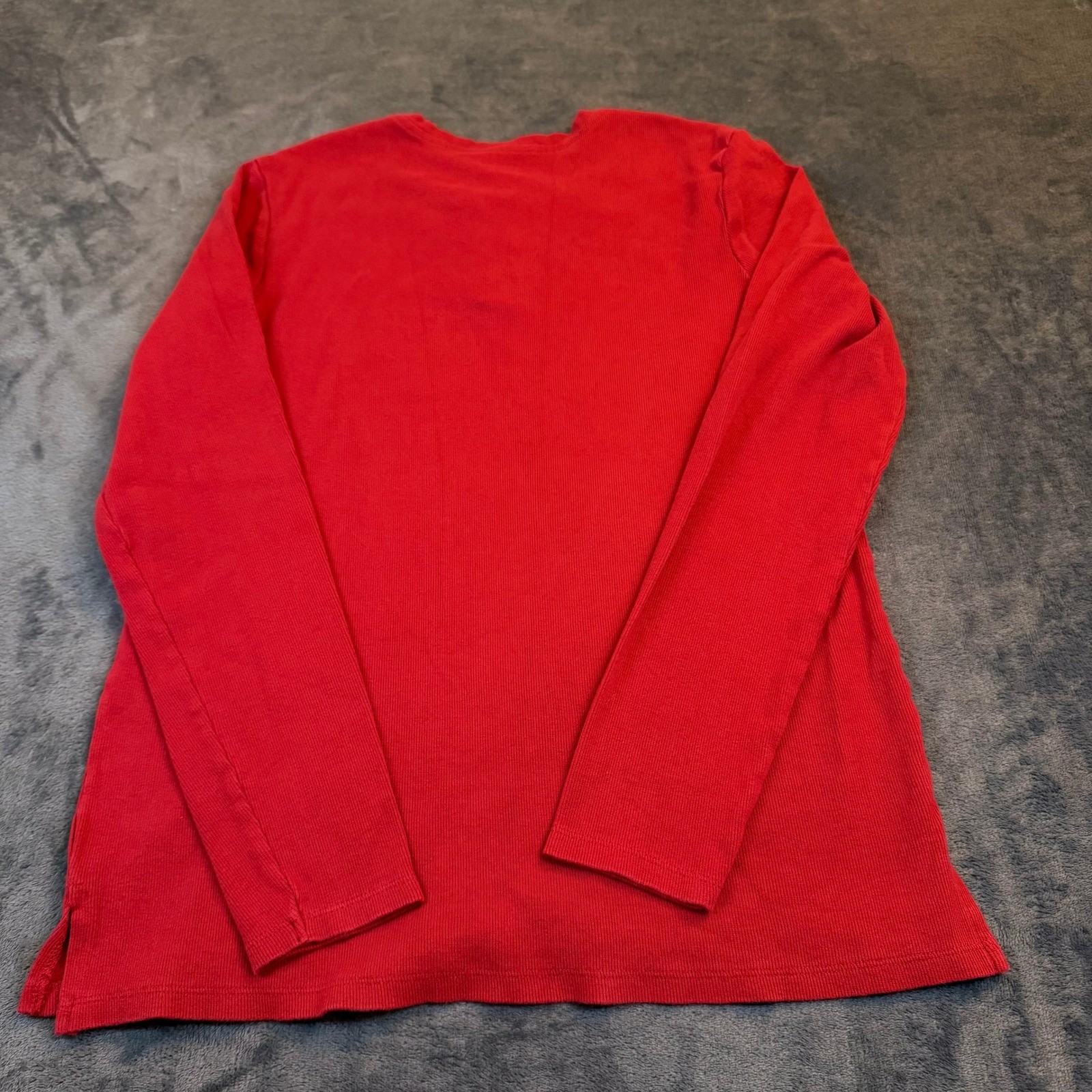 Burt's Bees Baby Ribbed Henley Shirt Mens Medium Red Long Sleeve Cotton gallery
