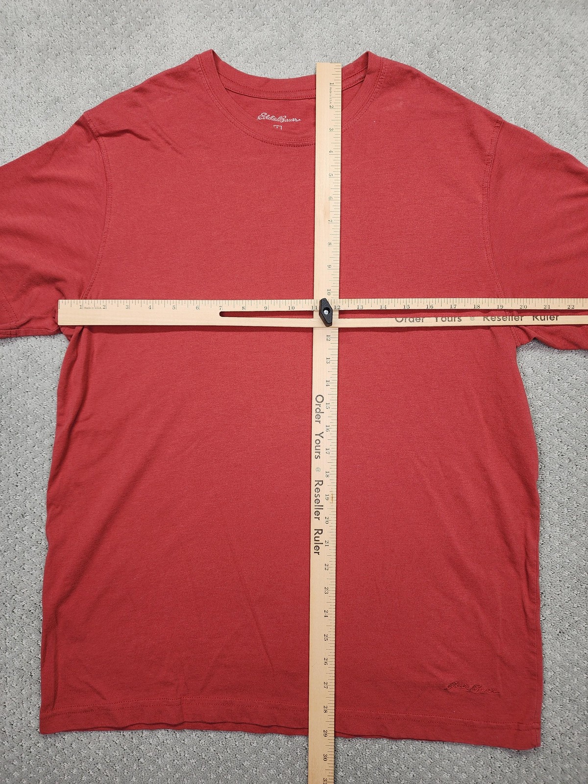 Eddie Bauer Shirt Mens Large Red Solid Tagless Logo Crewneck Tee Cotton Blend gallery