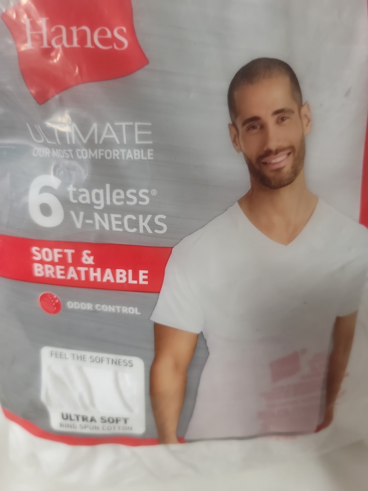 Hanes ULTIMATE XL 6 PACK WHITE Men's Short Sleeve V Neck T-Shirts 46-48" gallery