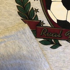 VTG Bayside Single Stitch Size XL TShirt Lined Sleeves Crew Neck Soccer Graphic