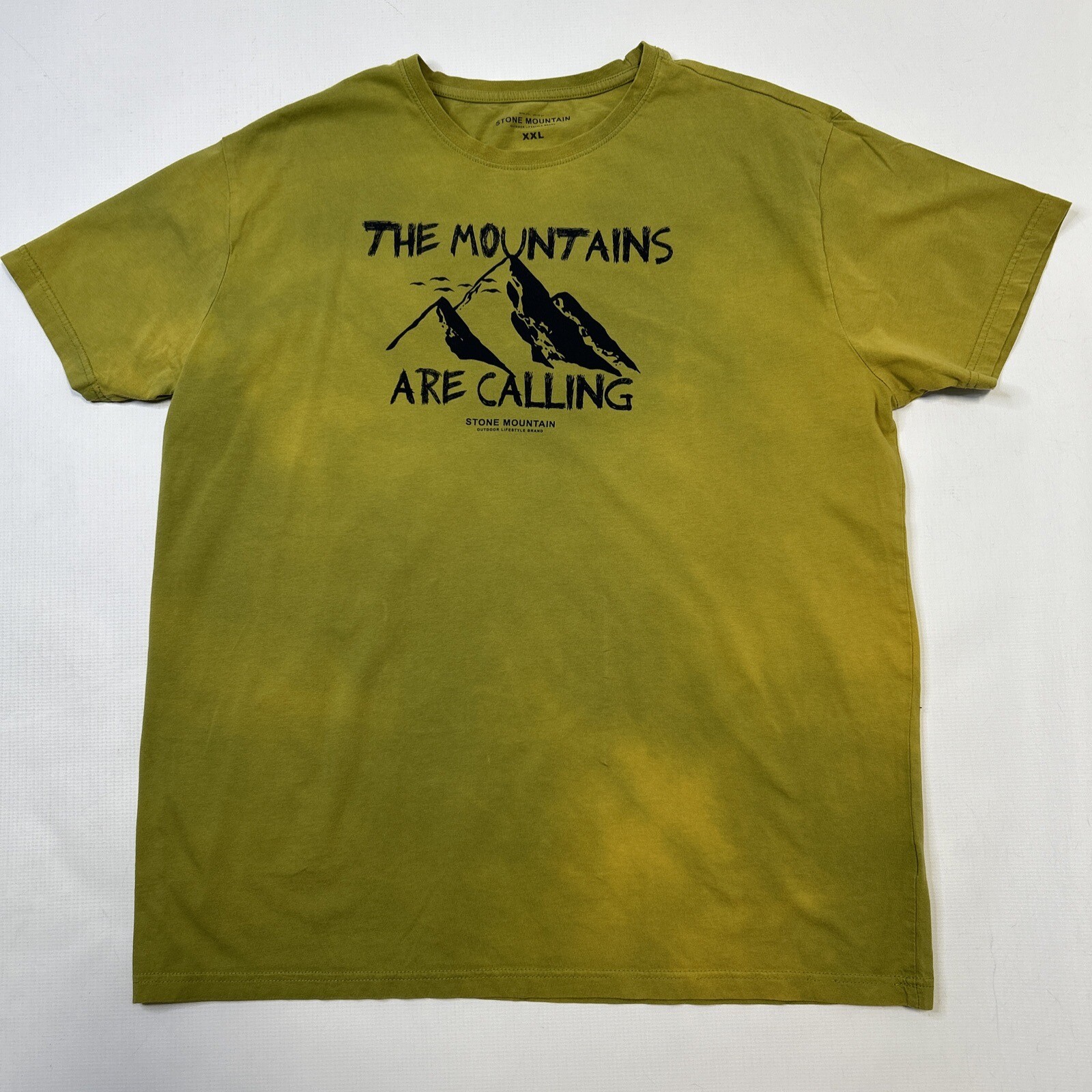 Stone Mountain Outdoor Lifestyle T-Shirt Men’s XXL Logo Graphic Olive Tye Dye