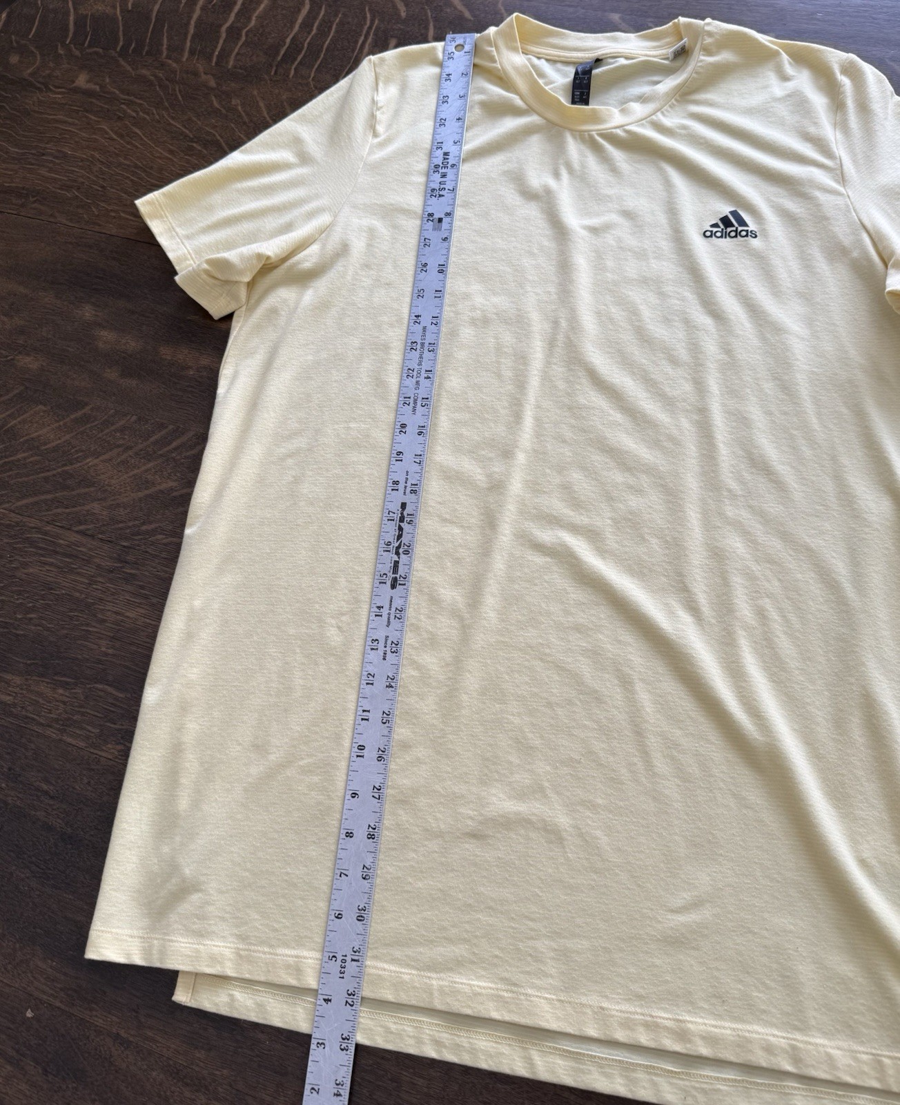 Adidas Axis 2.0 Tech Training Shirt Men's XL TALL Pale Yellow Short Sleeve Tee gallery