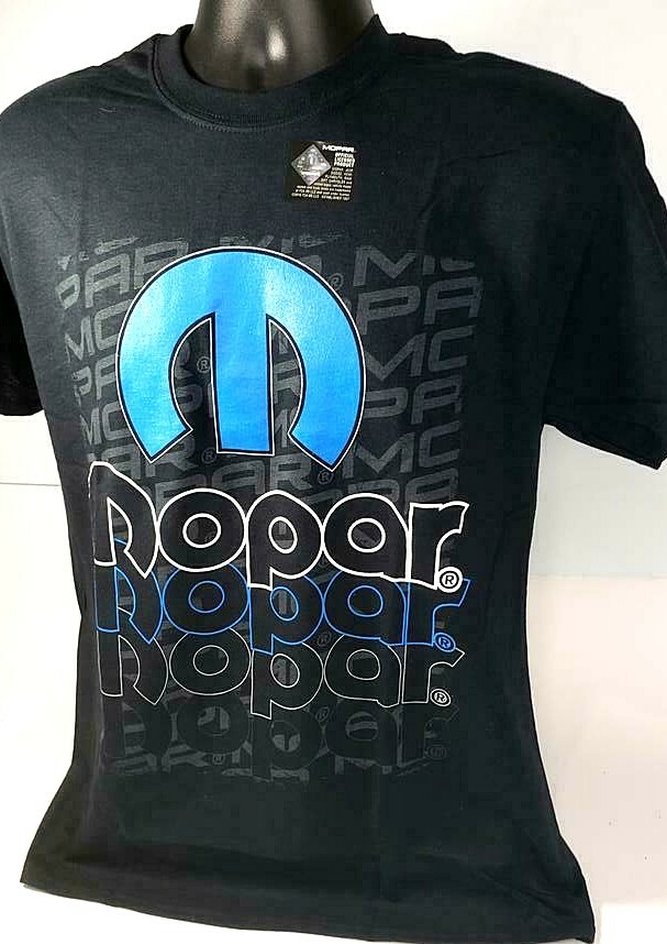 Black T-Shirt w/ Blue Mopar "M" Emblem & Three Color MOPAR Script gallery