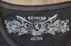 Express Men’s Black Graphic TShirt Skull Military Sergeant Chevron Size XXL RARE
