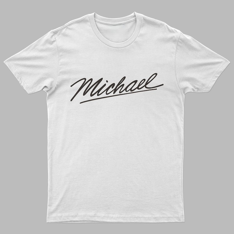 Michael Minimal Signature Script Classic Black White Style T-shirt gallery