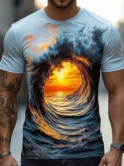 Men’s 3D Print Abstract Quick-Dry Breathable Short Sleeve T-Shirt