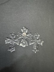 Chrome Hearts Multi Cross Patch Leather T-Shirt XXL Faded Black USA Rare
