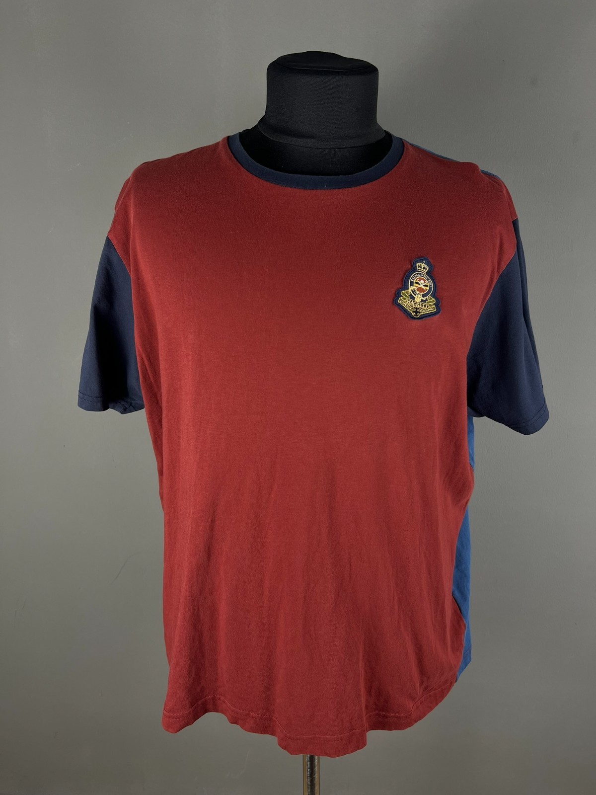 Hackett London T Shirt Men 3XL Heritage Multi Tee Colorblock Crest Red Blue