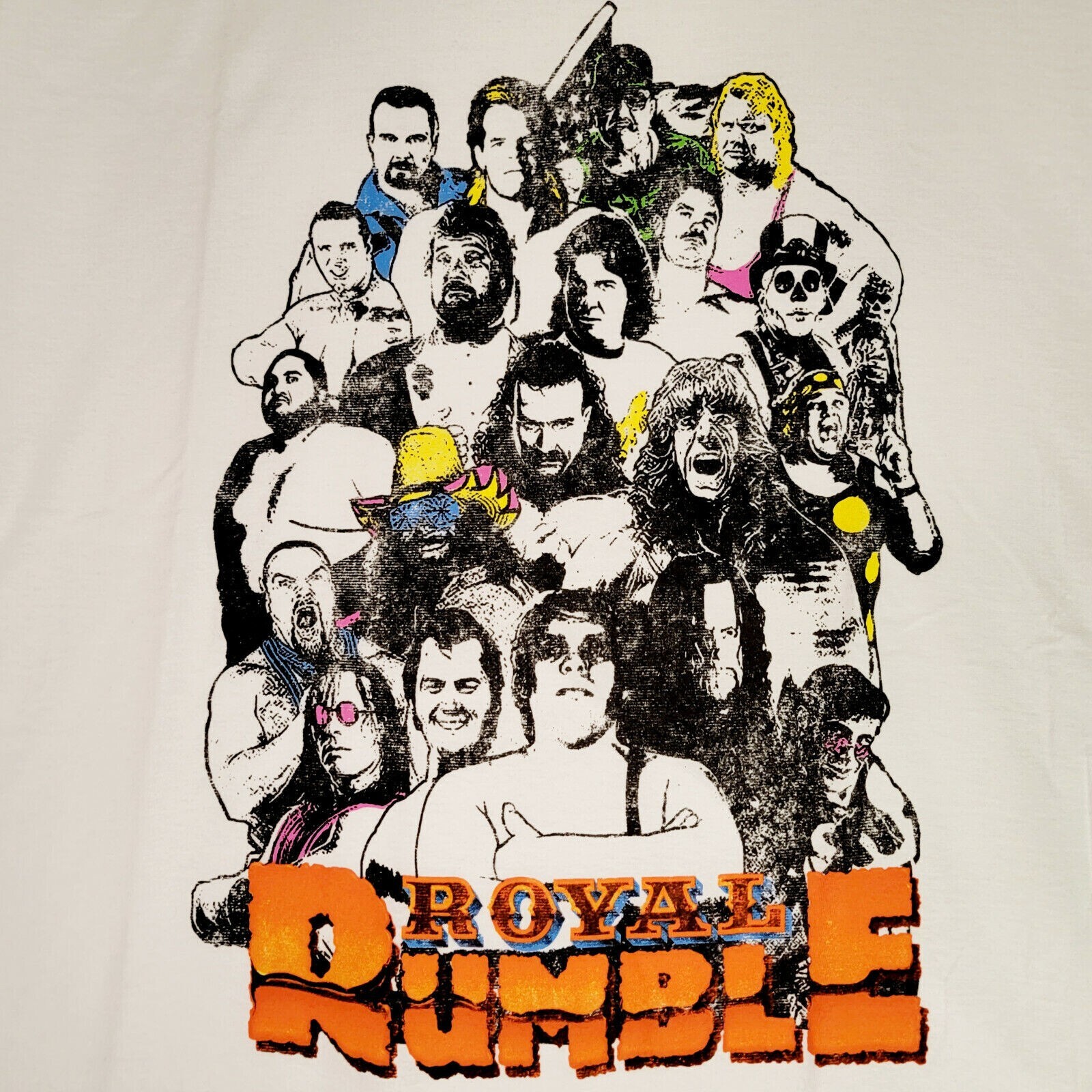 WWE WWF Royal Rumble Shirt Mens Medium M White Pro Wrestling Distressed NWT gallery