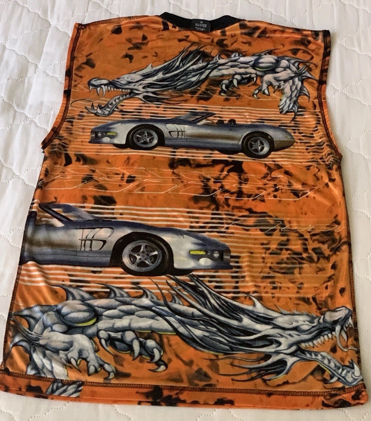 No Boundaries Tank Top Mens S Red Dragon Honda Car Sheer Transparent Y2K Rare Vg gallery