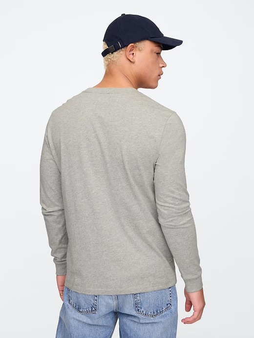 NWT GAP Everyday Long-Sleeve Tee Shirt T-Shirt 100% cotton Heather Gray Men M L gallery