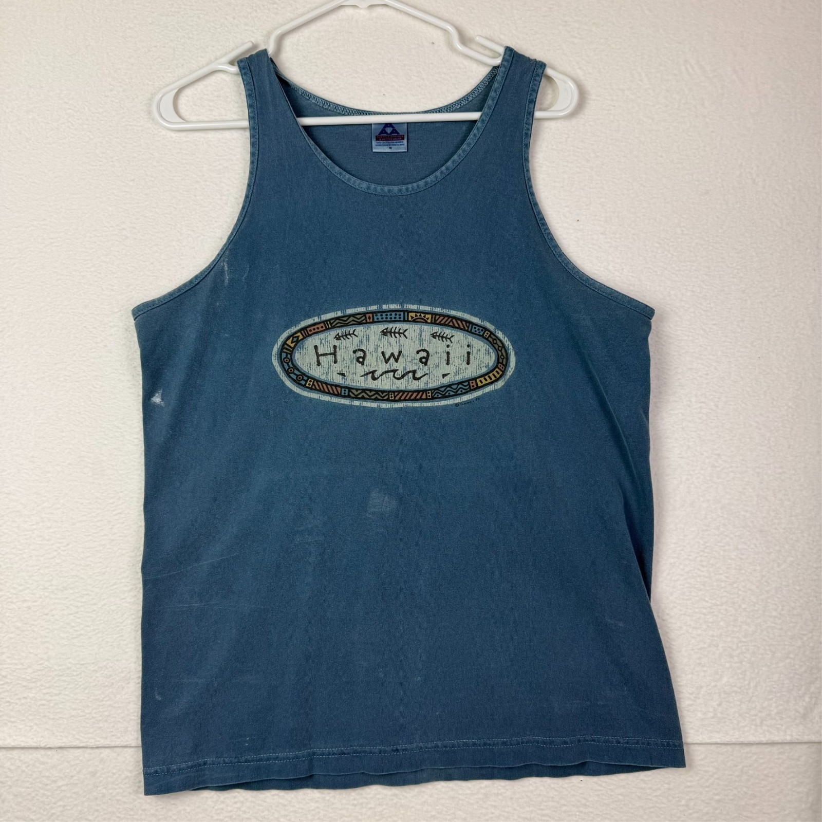 Hawaii Tank Top Shirt Mens Medium Alstyle Apparel Activewear Blue gallery