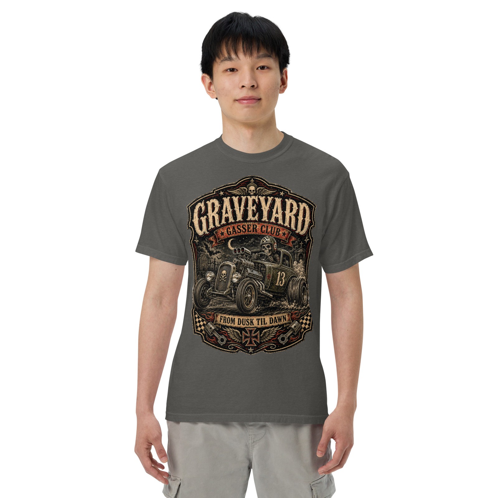 Graveyard Gasser Club 100% Cotton T-Shirt Hot Rod Racing Zombie Horror Tee S-4XL gallery
