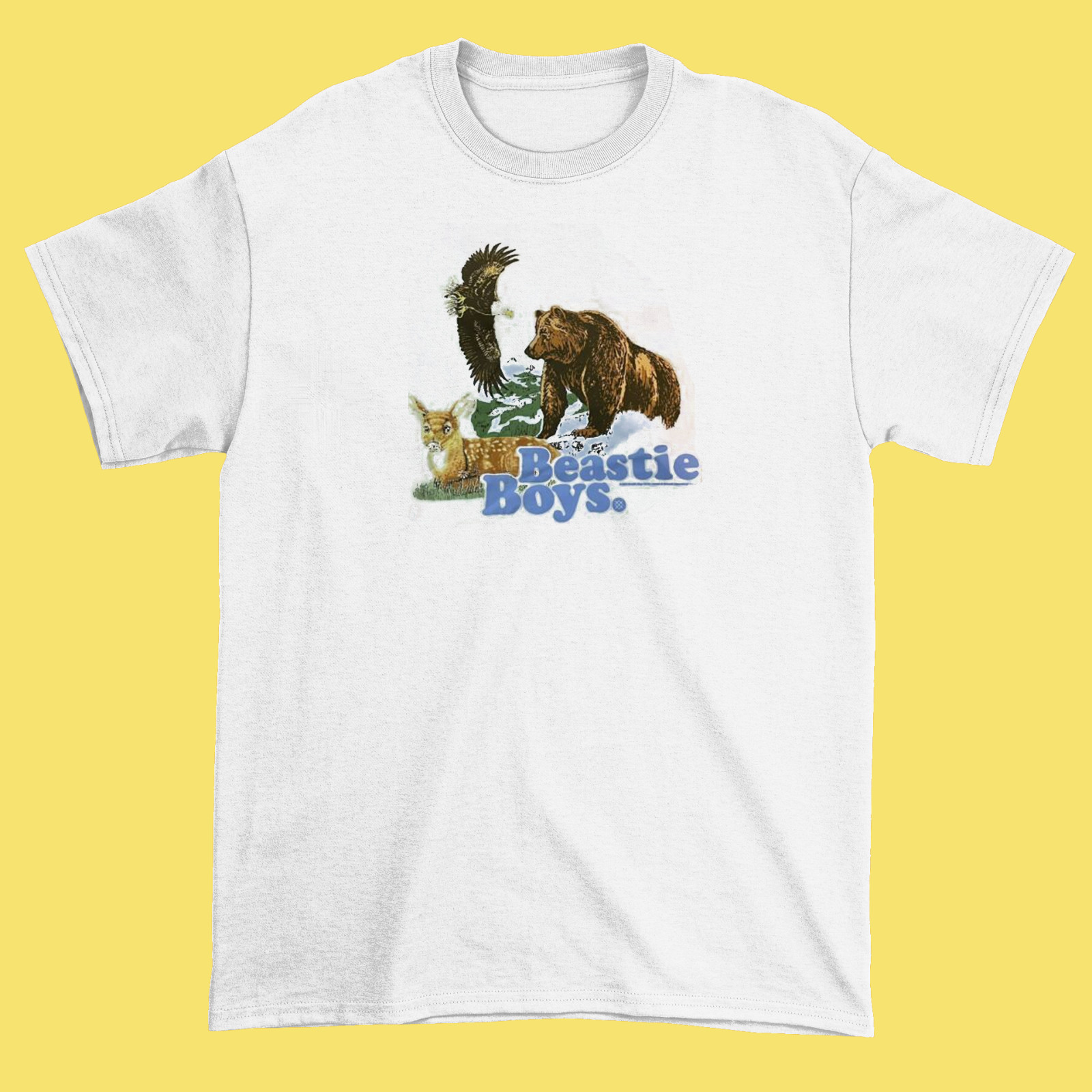 Forest Animals White Beastie Boys Cotton shirt Gift Christmas one side D1061