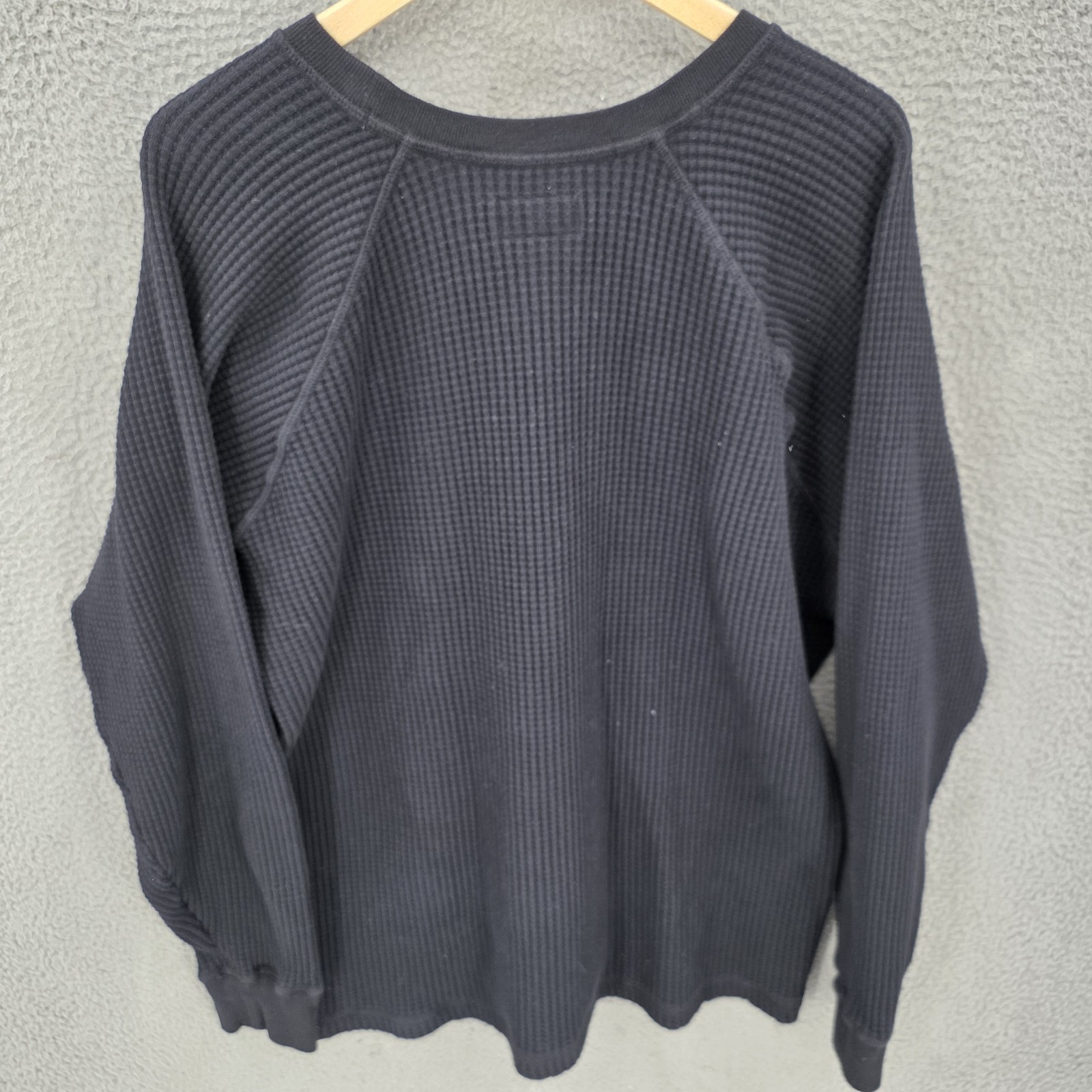 American Giant Shirt Mens XL Black Thermal Waffle Knit Crew Neck Heavyweight gallery