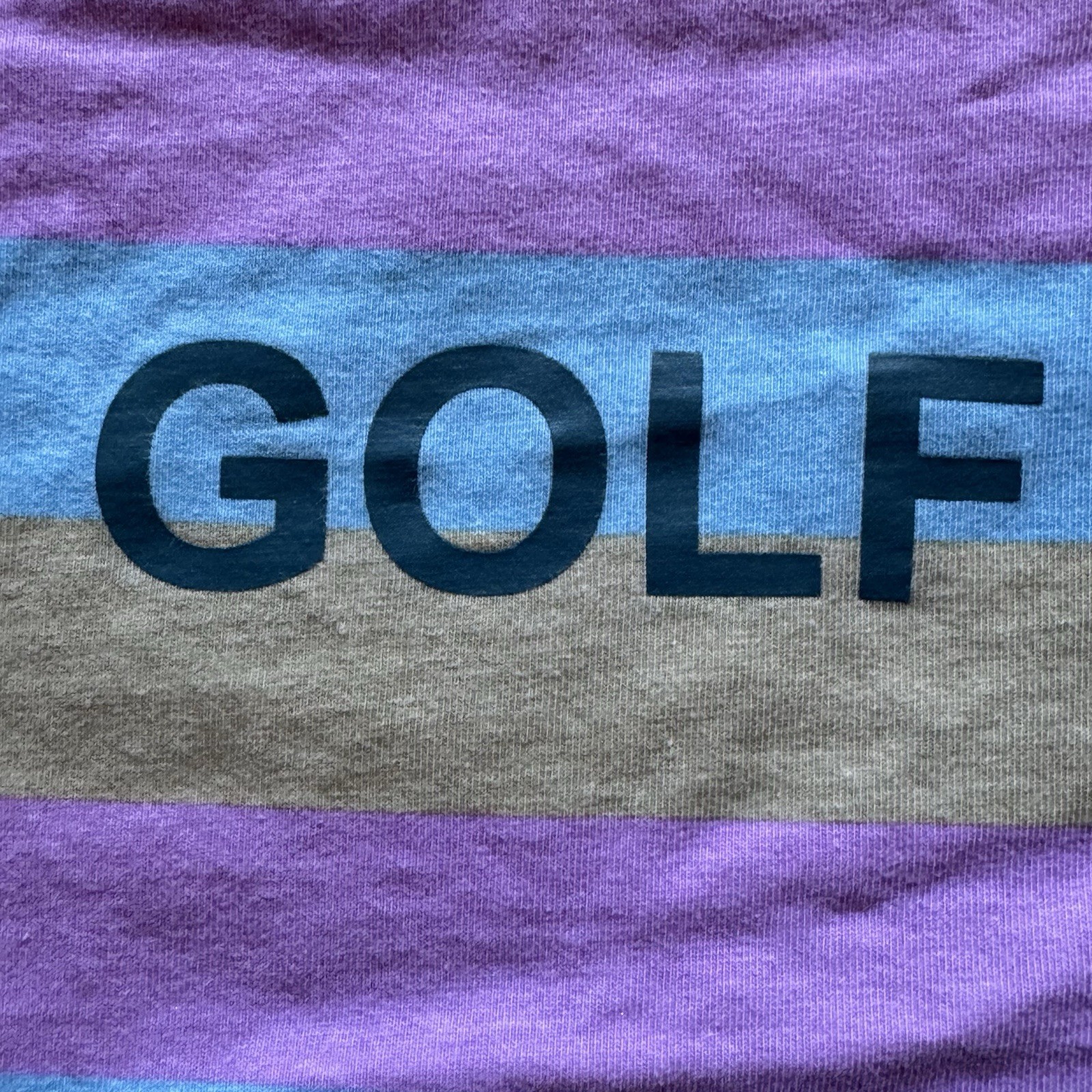 Golf Wang Wolf 10 Years Striped Graphic T Shirt XL Pink Blue Tan Cotton Tee gallery