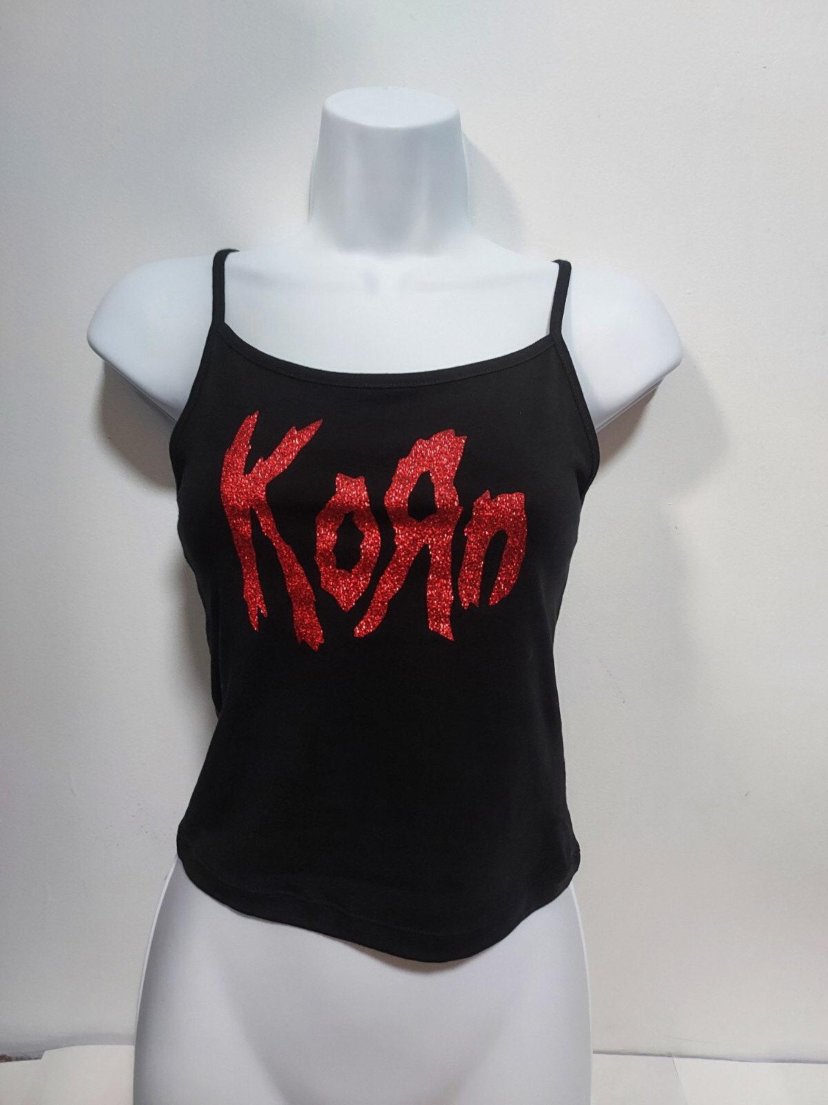 Korn crop top korn Shirt korn tank top red glitter vinyl numetal crop xs to 2xl
