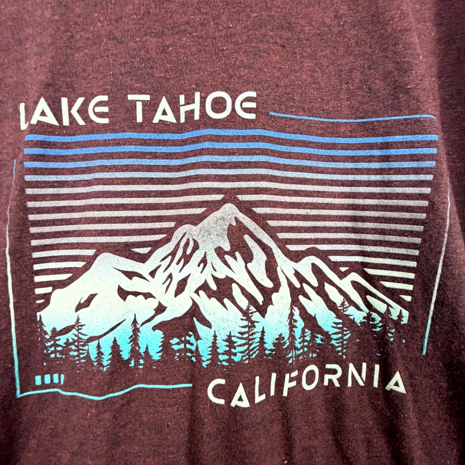 Lake Tahoe California Prairie Mountain T-Shirt Mens Large Maroon Cotton Graphic gallery