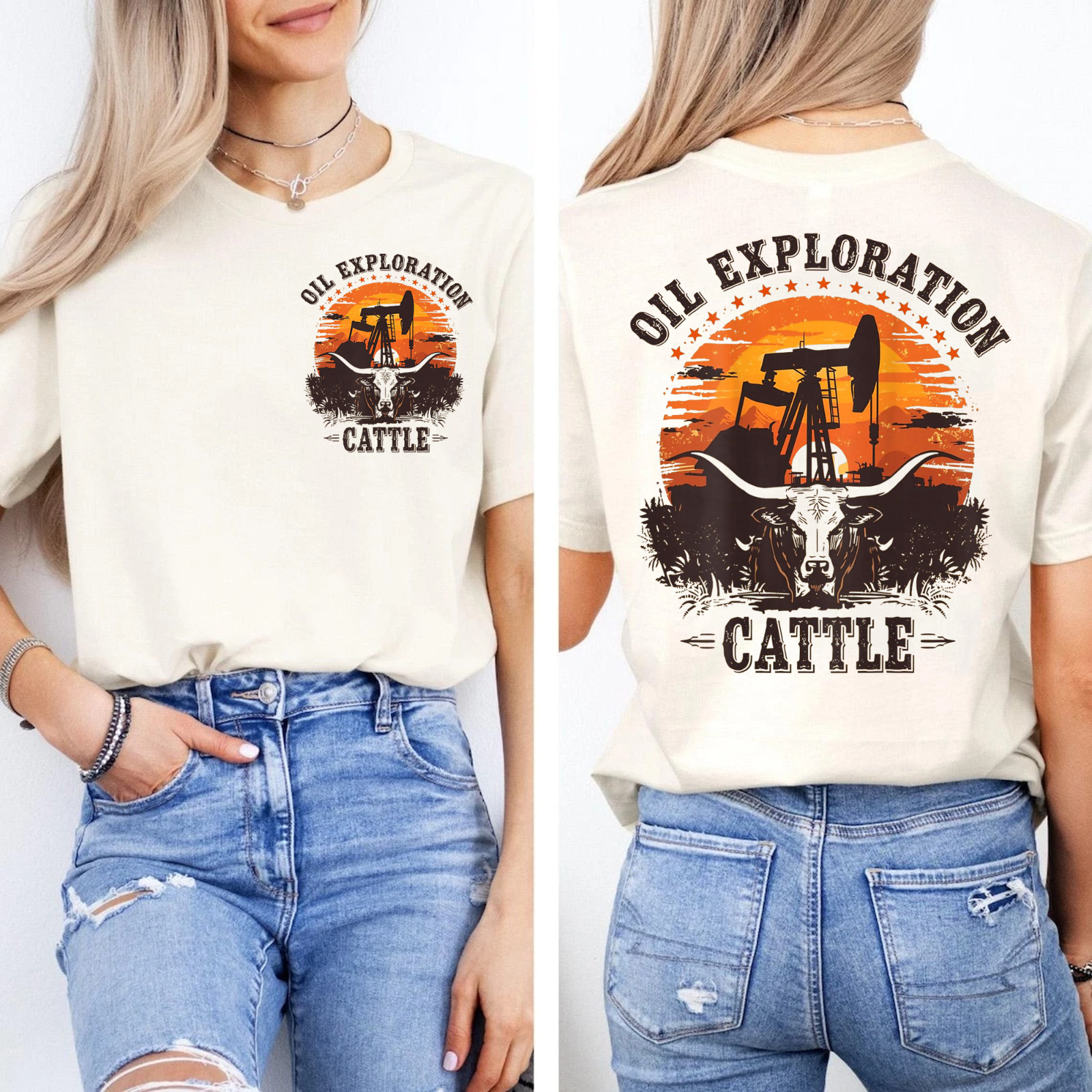 CTT Oil Exploration & Cattle Company Texas T-Shirt | Front & Back Print gallery