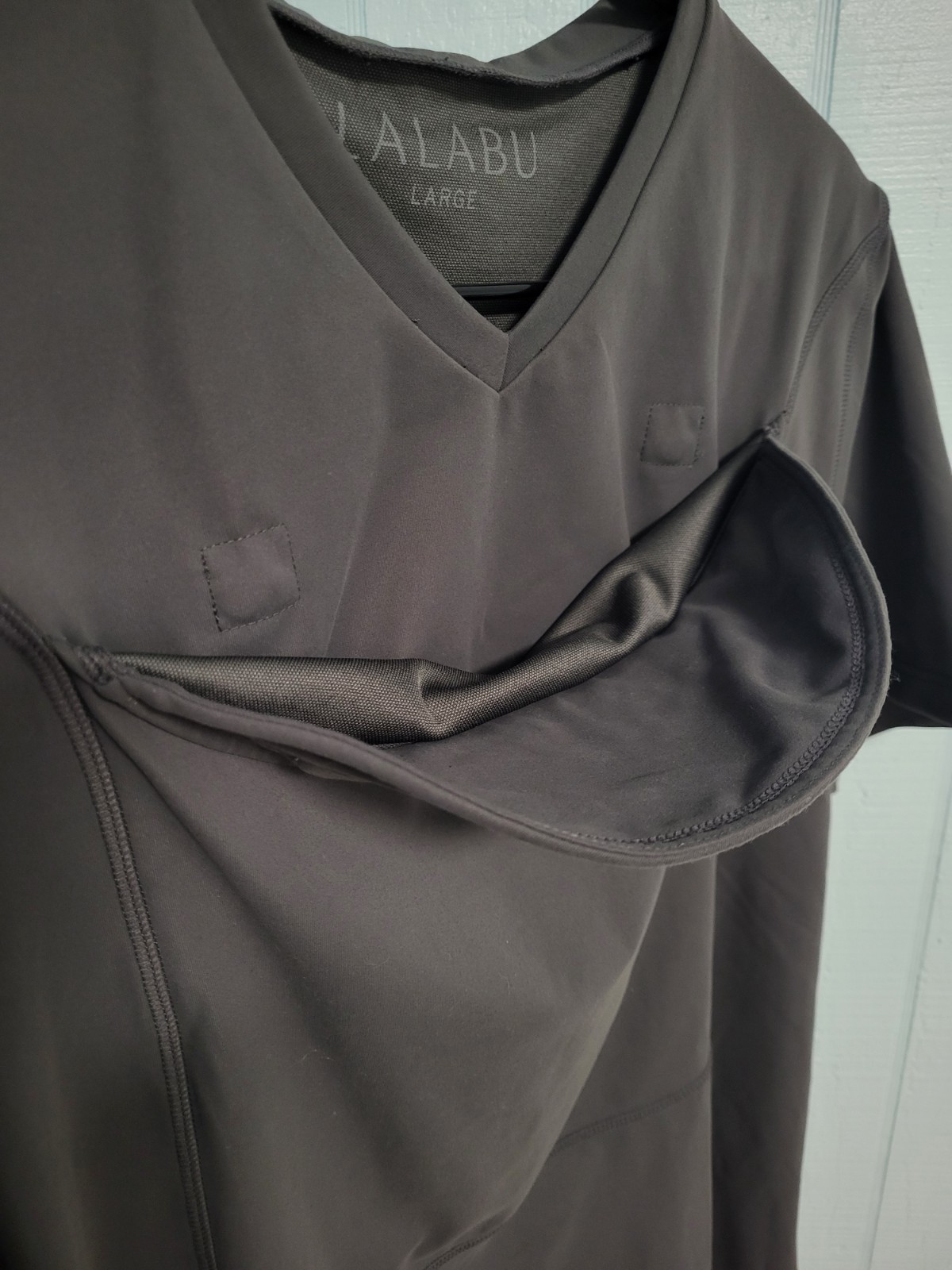 LALABU Dad Shirt Mens Size Large Gray Baby Carrier Soothing Kangaroo Pocket gallery
