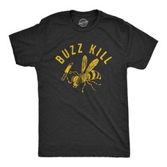 Mens Buzzkill T Shirt Funny Sarcastic Killer Bee Joke Knife Graphic Tee for Guys
