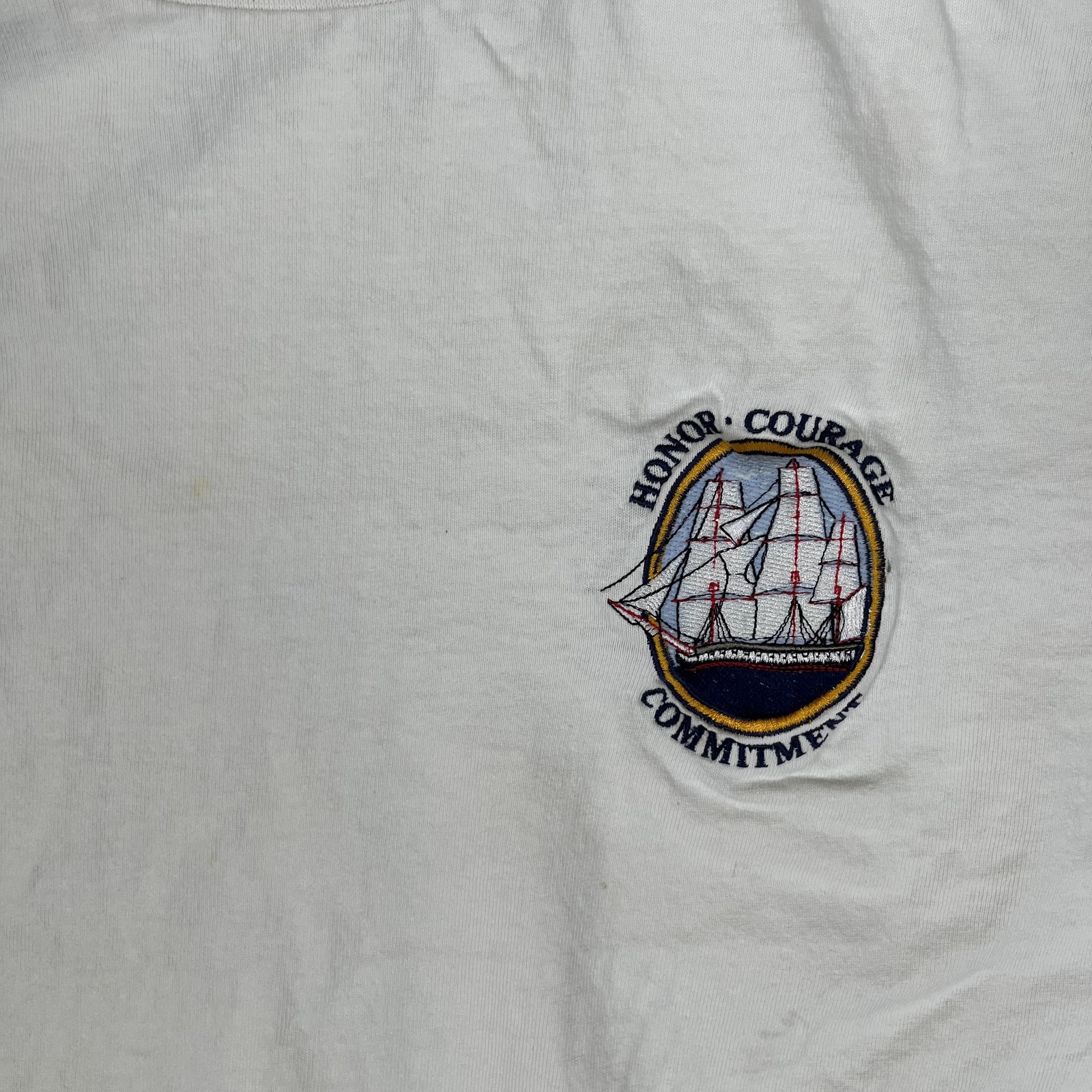 Vintage Navy Long Sleeve T-Shirt Mens XL White Mock Neck Made USA 90s gallery