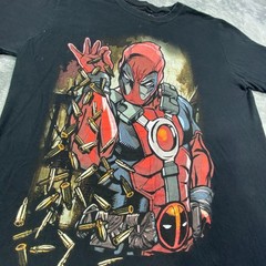 Marvel Deadpool Graphic T Shirt Black Mens L Regular Fit Crew Neck Short Sleeve