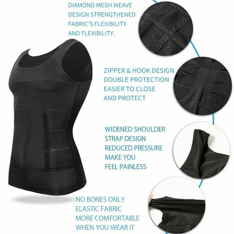Men's Slimming Body Shaper Shirt Compression Abs abdomen Control Belly Underwear gallery