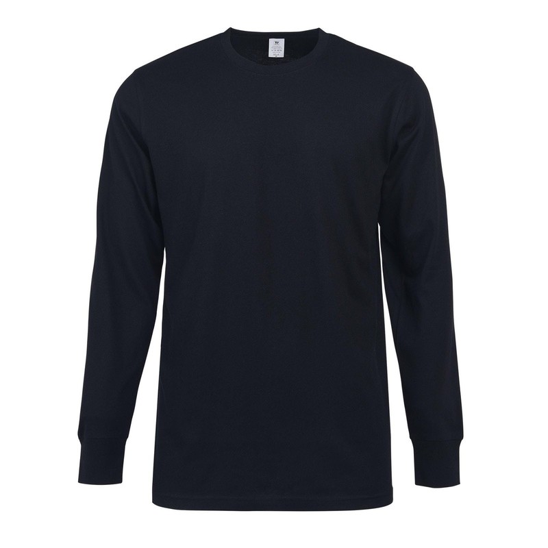Men’s Cotton Long Sleeve Ribbed Cuff Crewneck T-Shirt, Pack of 2 (M, White)