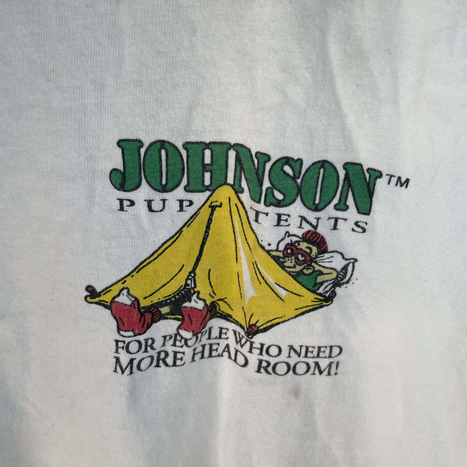 Vintage 90s BIG JOHNSON Pup Tents T-Shirt Single Stitch Camping Distressed gallery