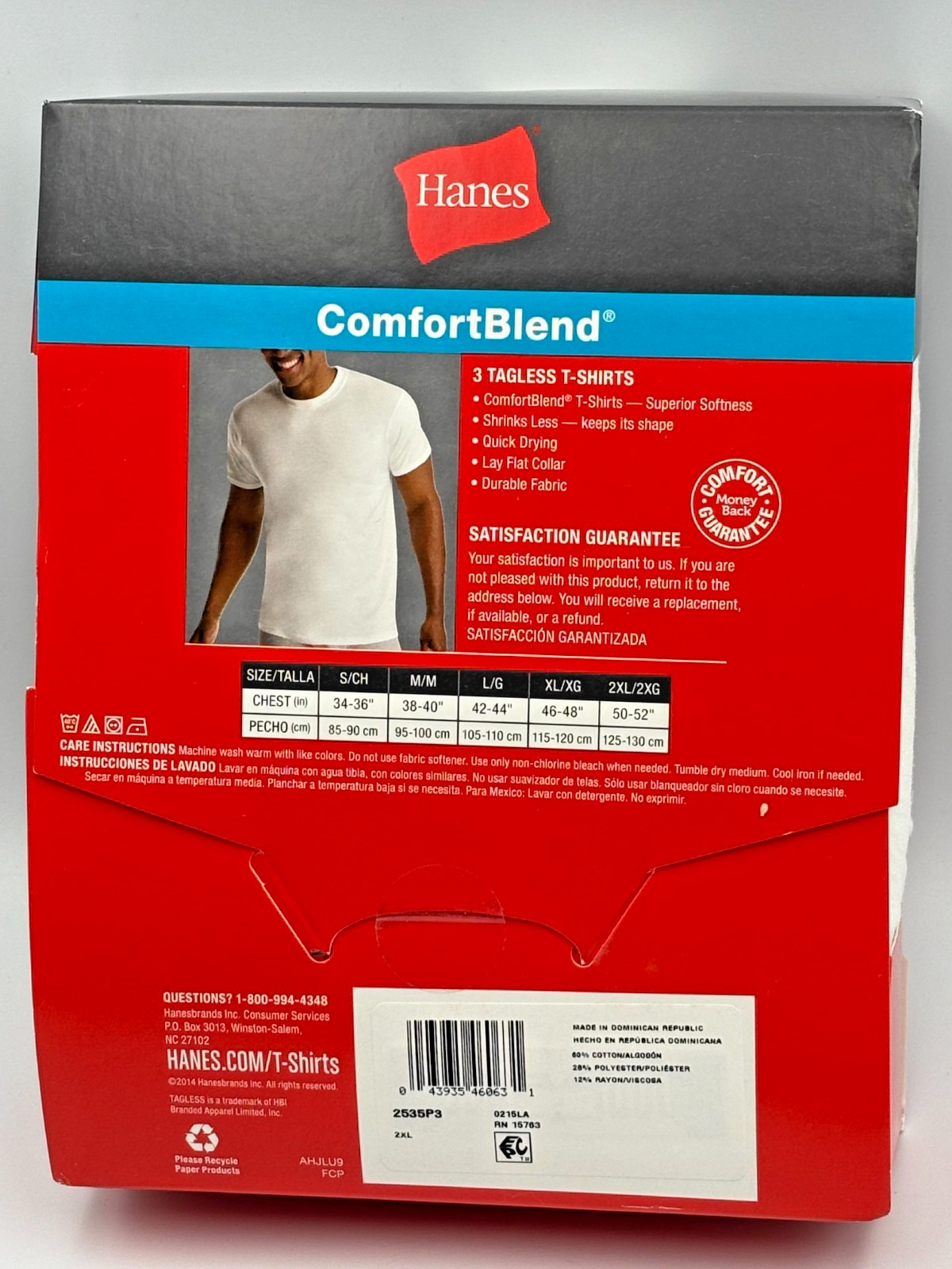 NEW Hanes Tagless White T-Shirts 3pk Mens 2XL Crew Neck ComfortSoft Undershirts gallery