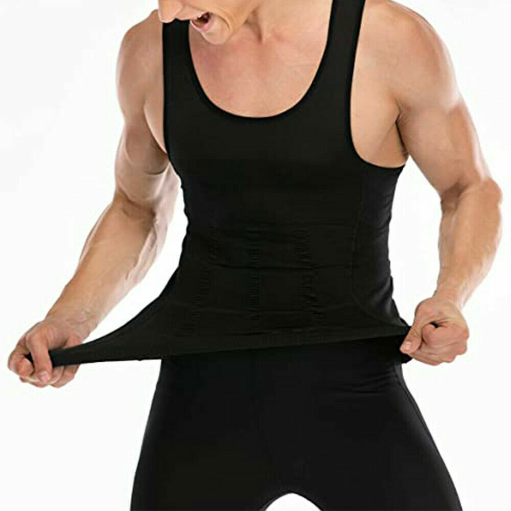 Men Compression Body Shaper Summer Cooling T-Shirt Slimming Vest Gym Tank Top US gallery