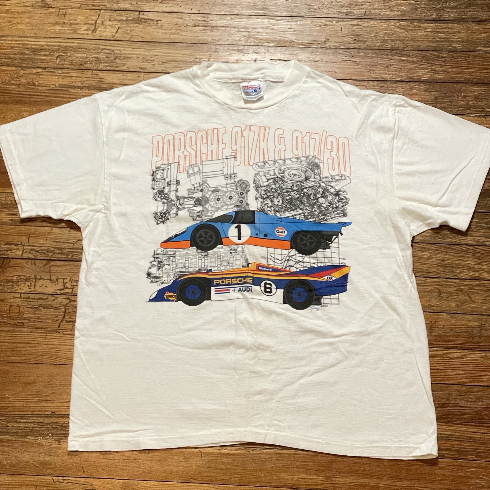 Vintage 90s Porsche Shirt Size XL Sports Car 917K Racing 917/30 Audi F1 Auto gallery
