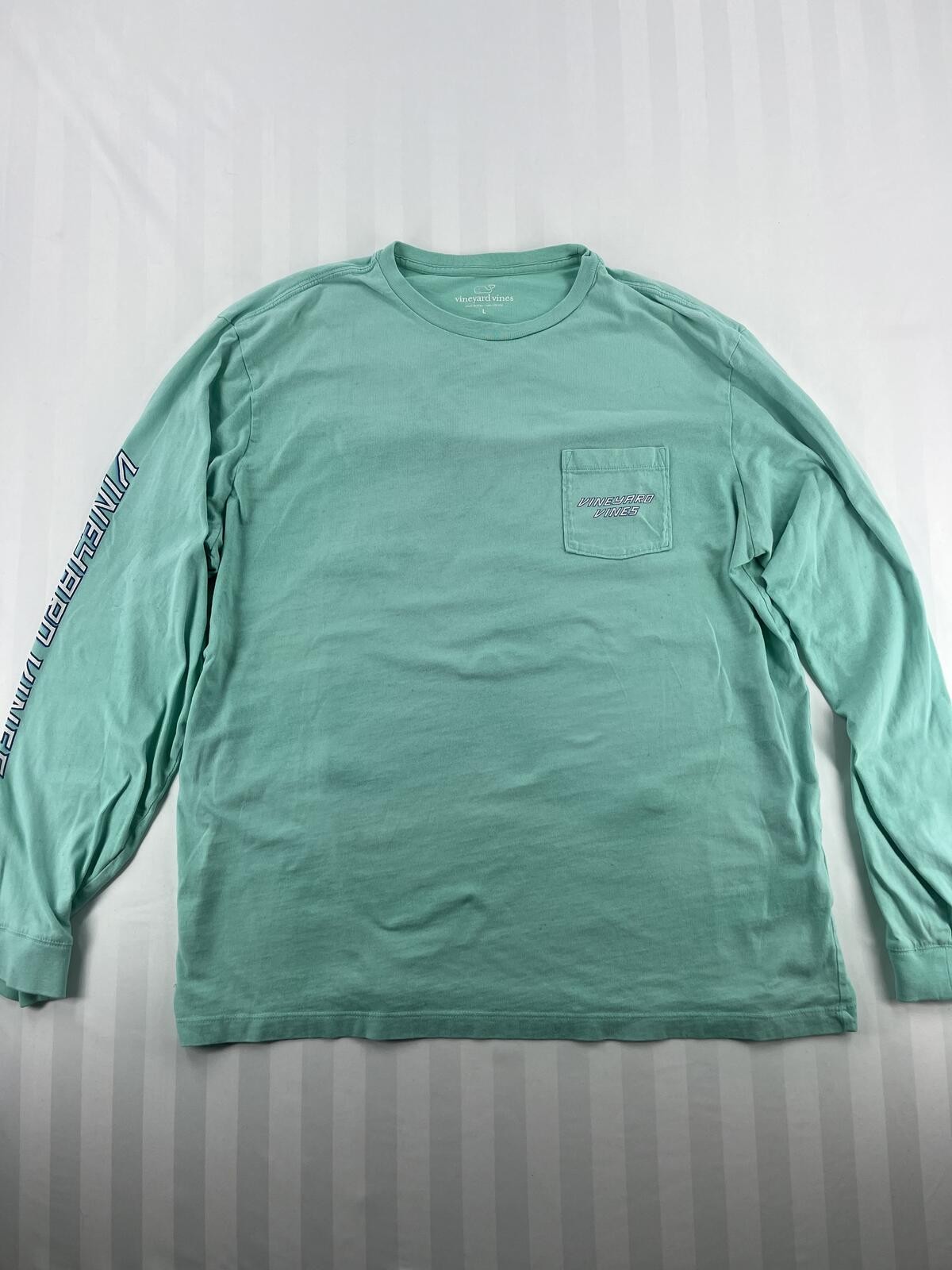 Vineyard Vines Mint Green Long Sleeve Pocket Graphic T-Shirt Men's L gallery
