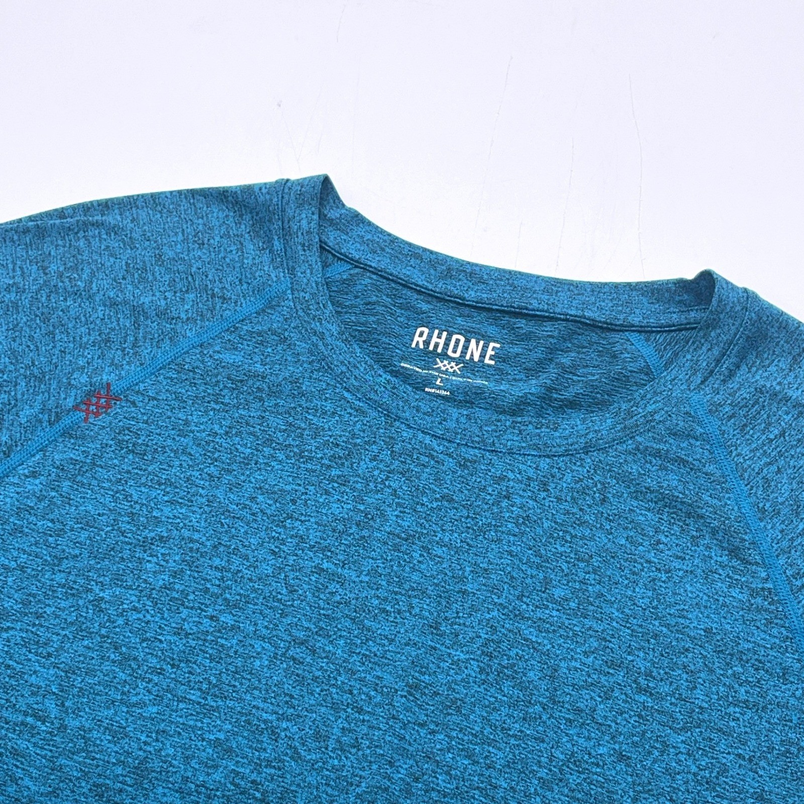 Rhone Reign Mens Blue Heather Short Sleeve Training Tee Shirt Large 100184 gallery