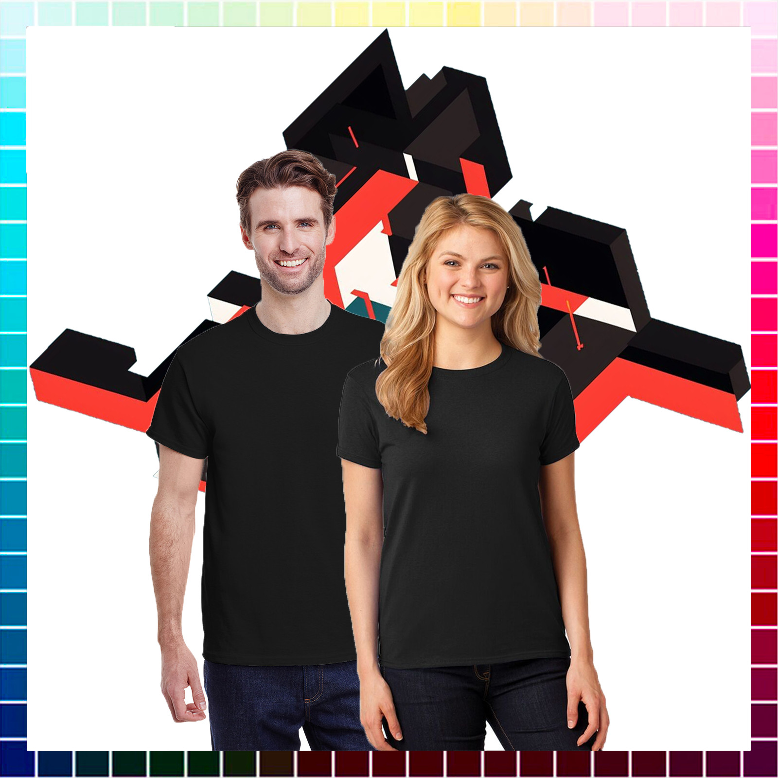 NEW LARGE Black Gildan Heavy Cotton 100% Cotton T-shirt G500 G5000 gallery