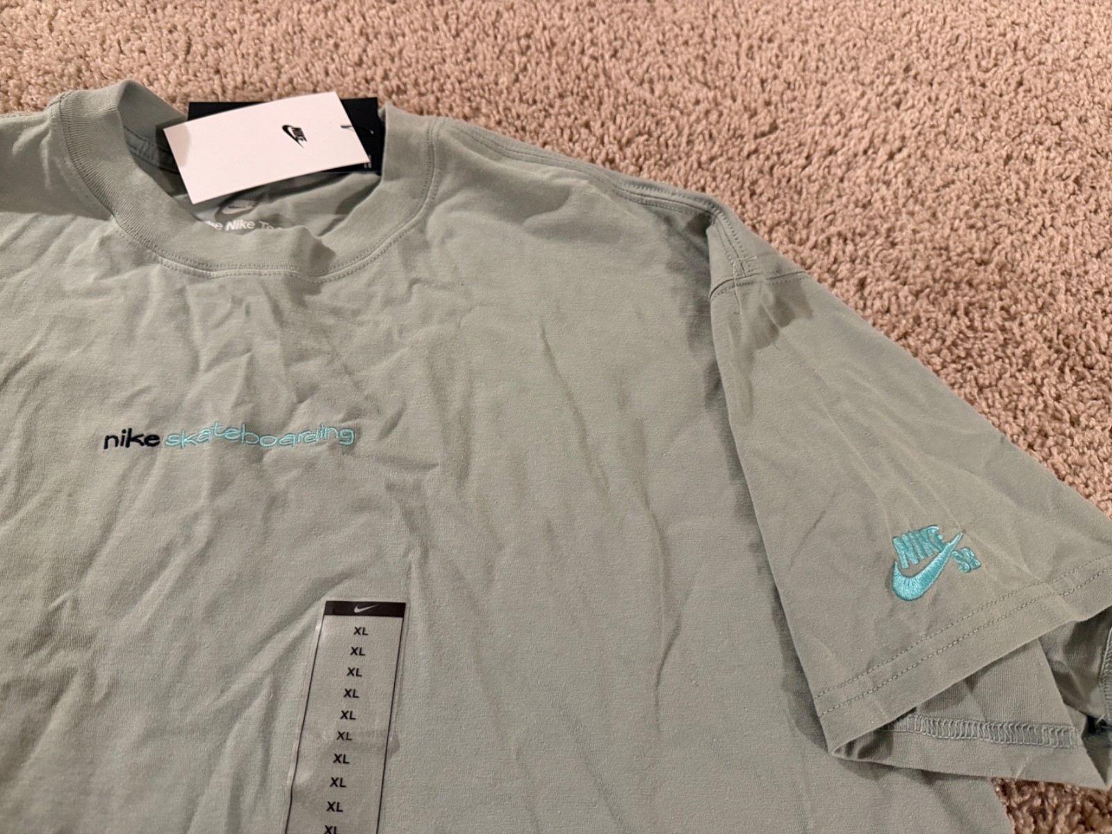 Nike SB Skate Board green aqua blue t shirt vintage swoosh rare classic LA NY XL gallery