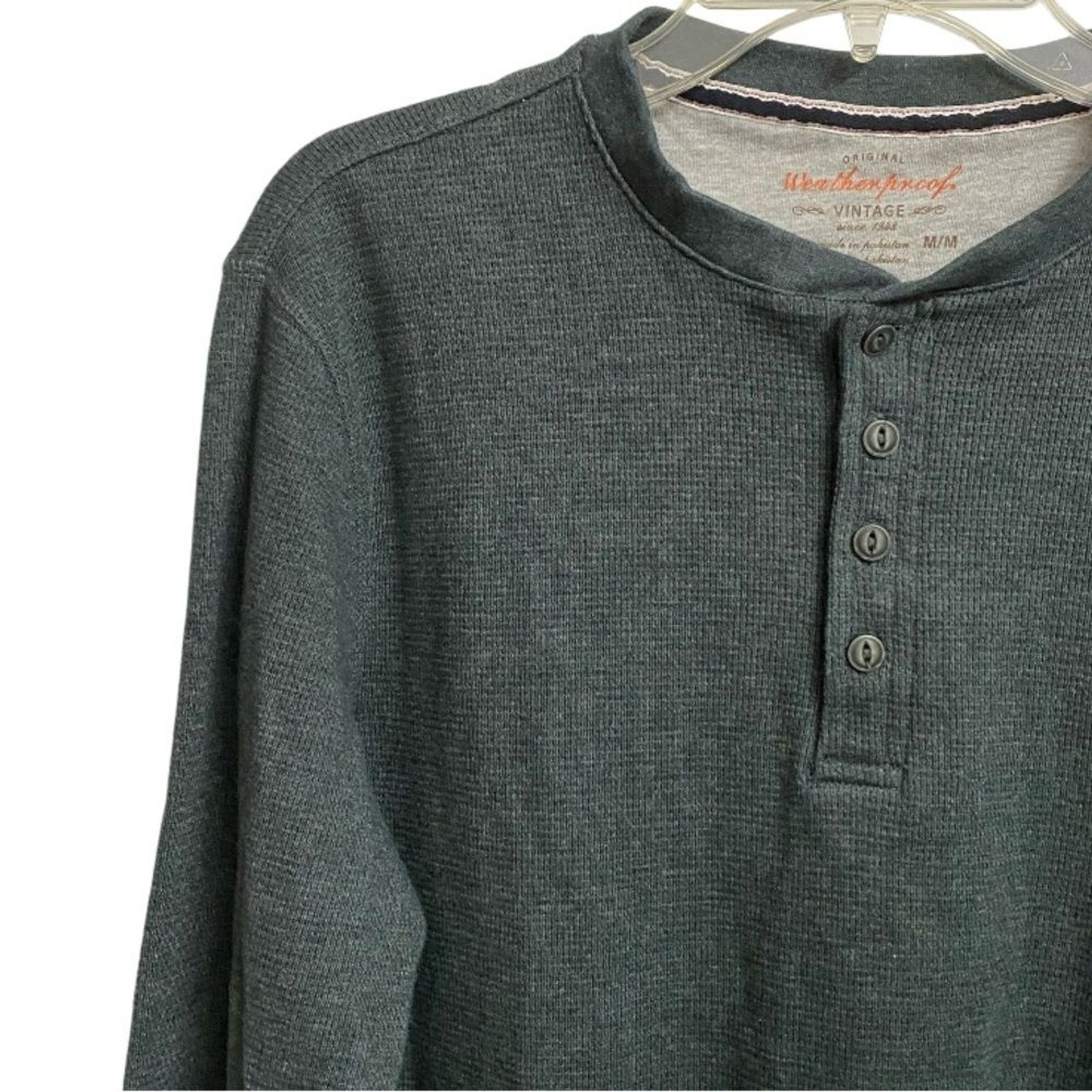 Weatherproof Vintage Men's Long Sleeve Henley Shirt Size M Pullover Green Preppy gallery