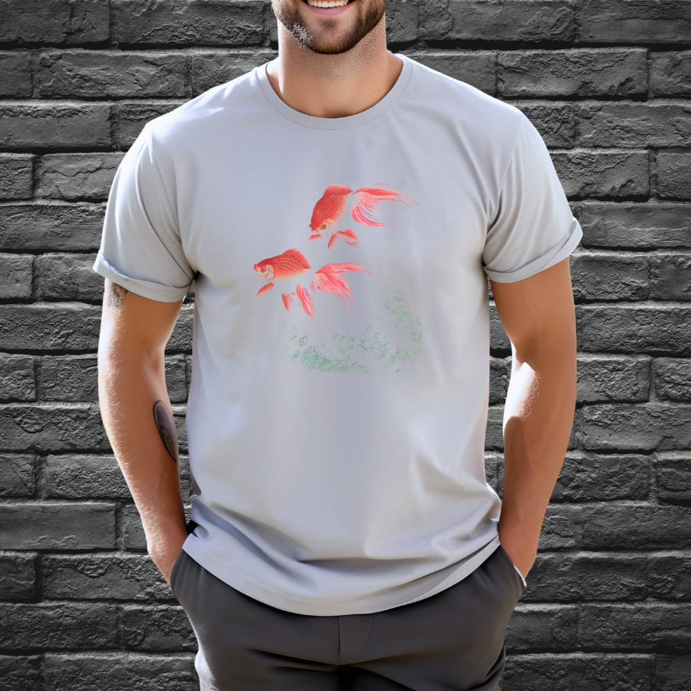 Goldfish Watercolor Tshirt Aquatic Art Shirt Koi Inspired Gray Tee gallery