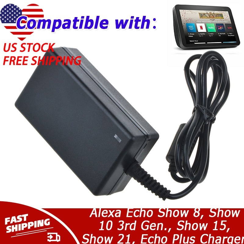 30W Charger for Alexa Echo Show 8, Show 10 3rd Gen., Show 15, Show 21, Echo Plus