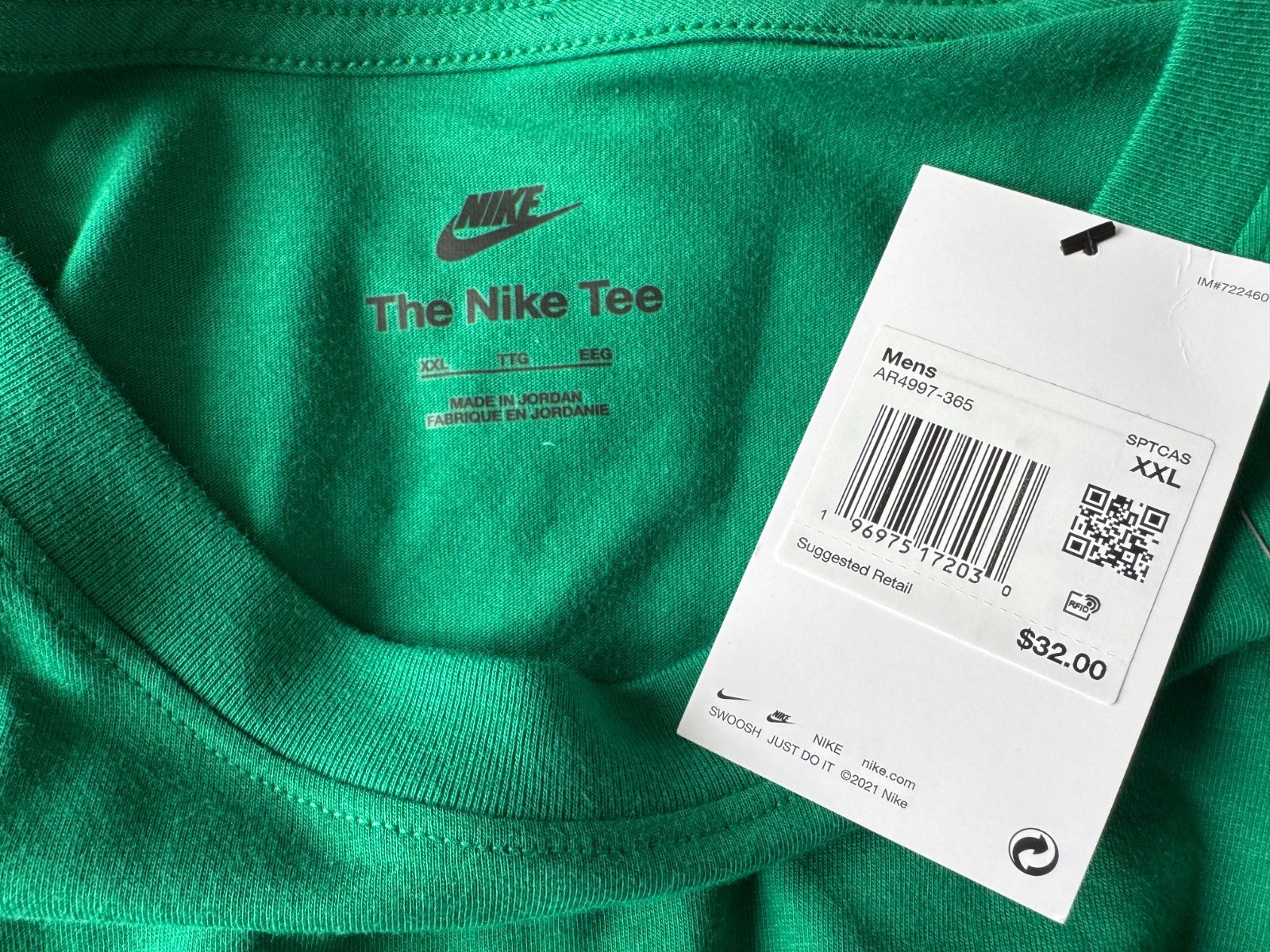 Nike Mens Sportswear Cotton Embroidered T-Shirt Malachite Green Sz M/XL /2XL New gallery