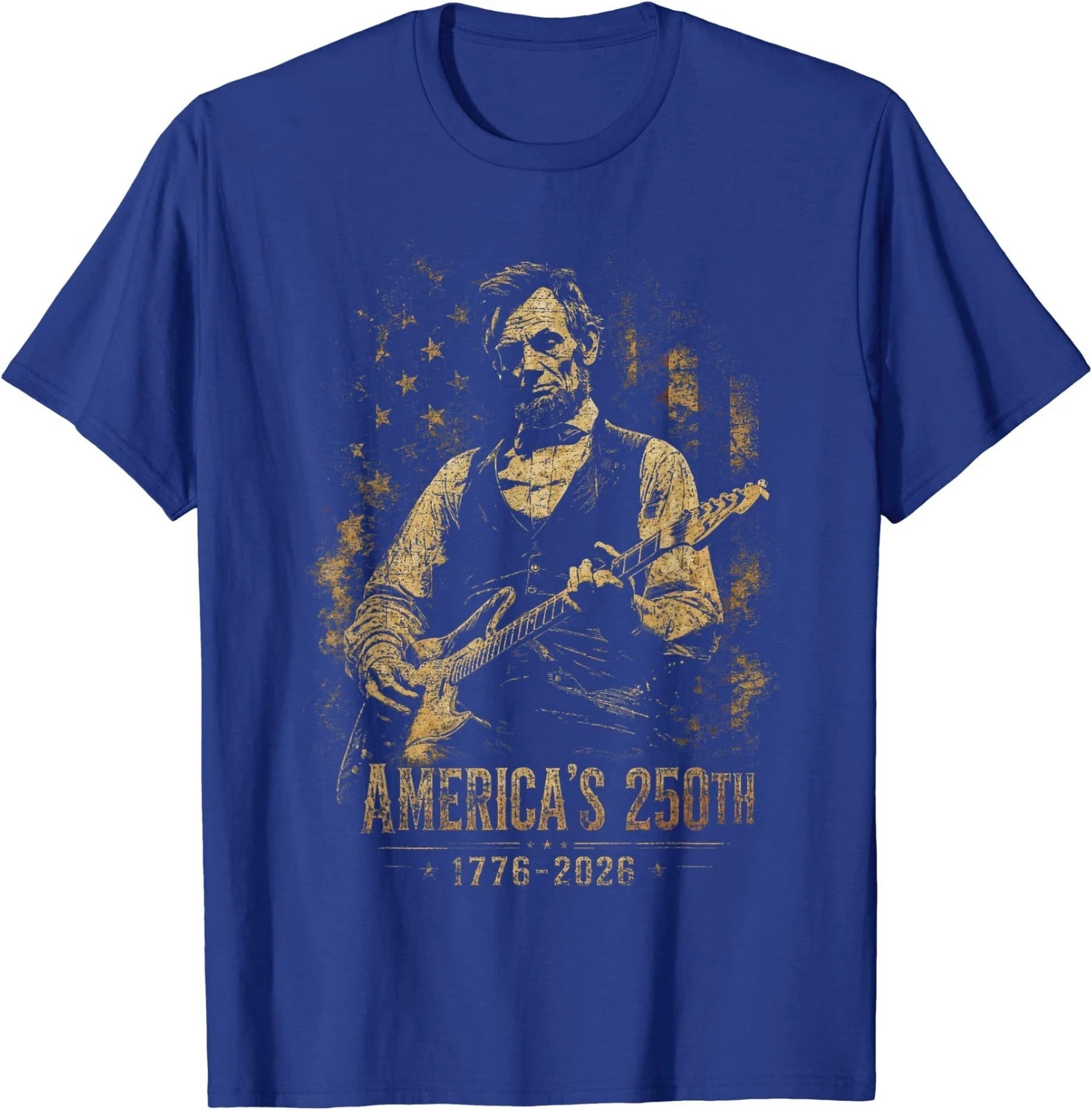 America's 250th Abraham-Lincoln Playing Guitar Retro Vintage T-Shirt gallery
