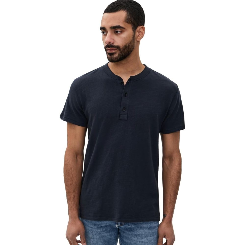 Rag & Bone Mens Classic Deep Navy Short Sleeve Pull On Cotton Henley Tee New gallery