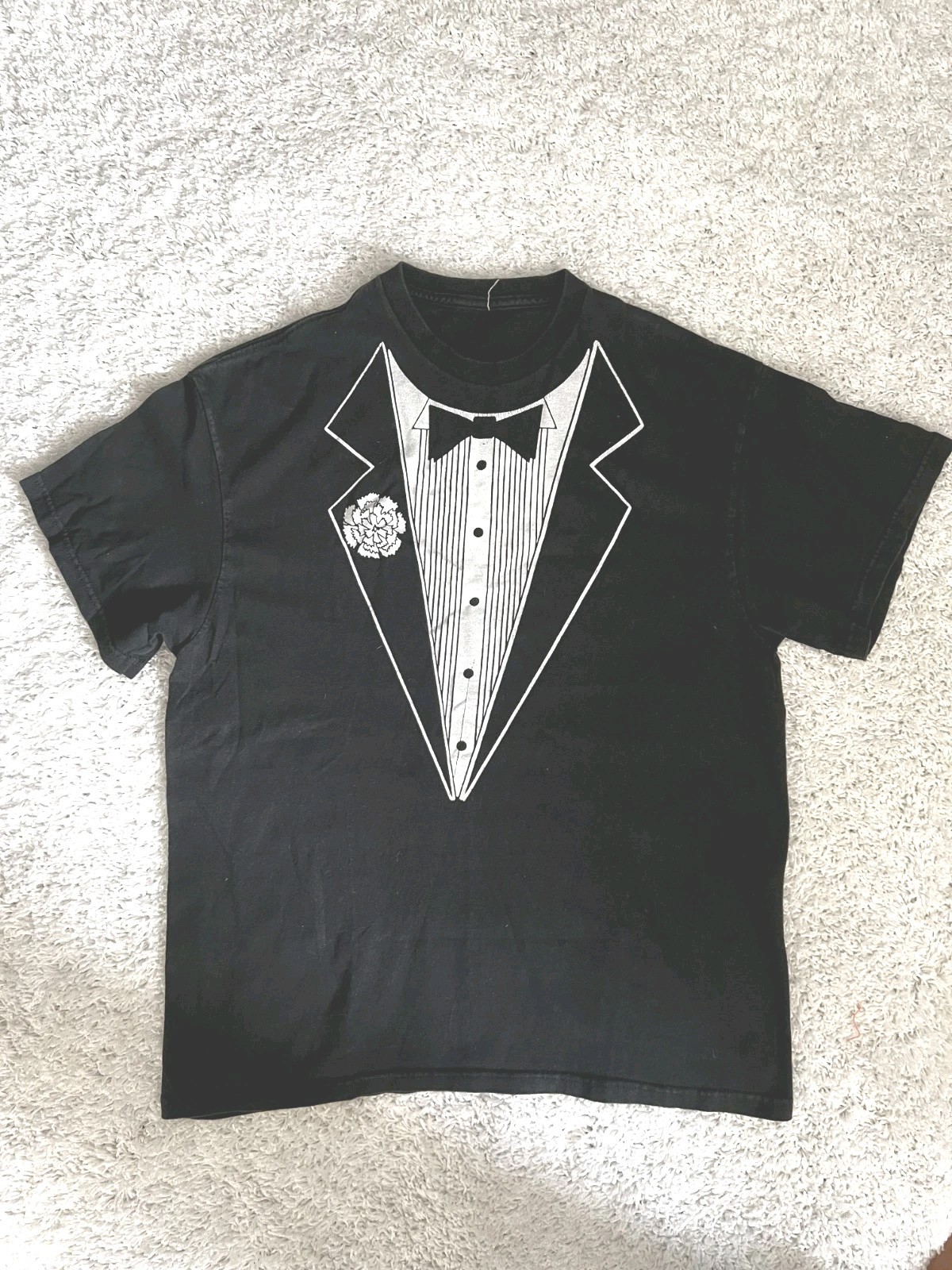 Vintage Tuxedo T-Shirt Funny Black Formal Wear Tux Men’s Size L ? Single stitch gallery