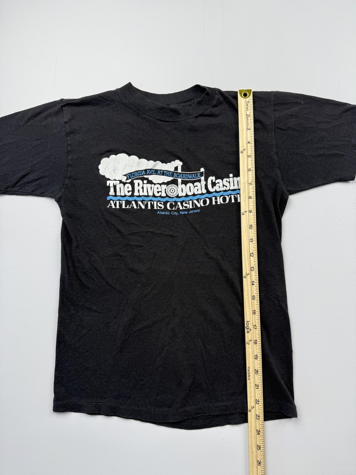 Vintage Artex Shirt Mens Medium Black Atlantis Riverboat Casino Tee USA VTG gallery