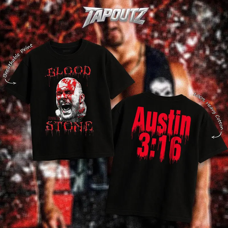 Stone Cold Steve Austin 3:16 Heavy Cotton WWE Double Sides Unisex T-shirt For W